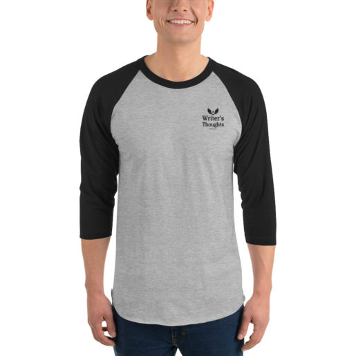 A Writer's Thoughts Embroiderede 3/4 sleeve raglan shirt